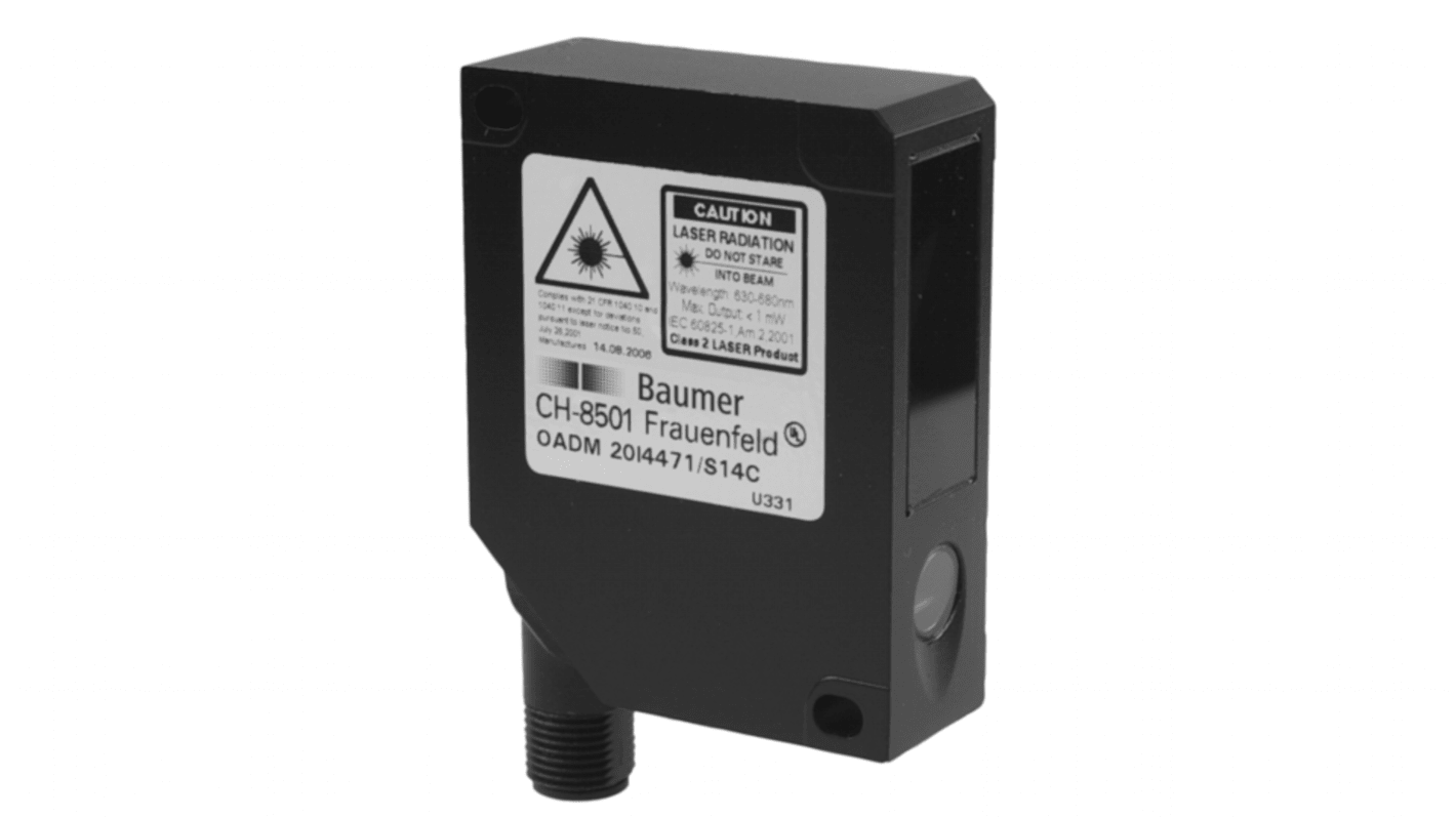 Rs-Online Sensore fotoelettrico Rettangolare Baumer rilevamento 500 mm uscita PNP analogico