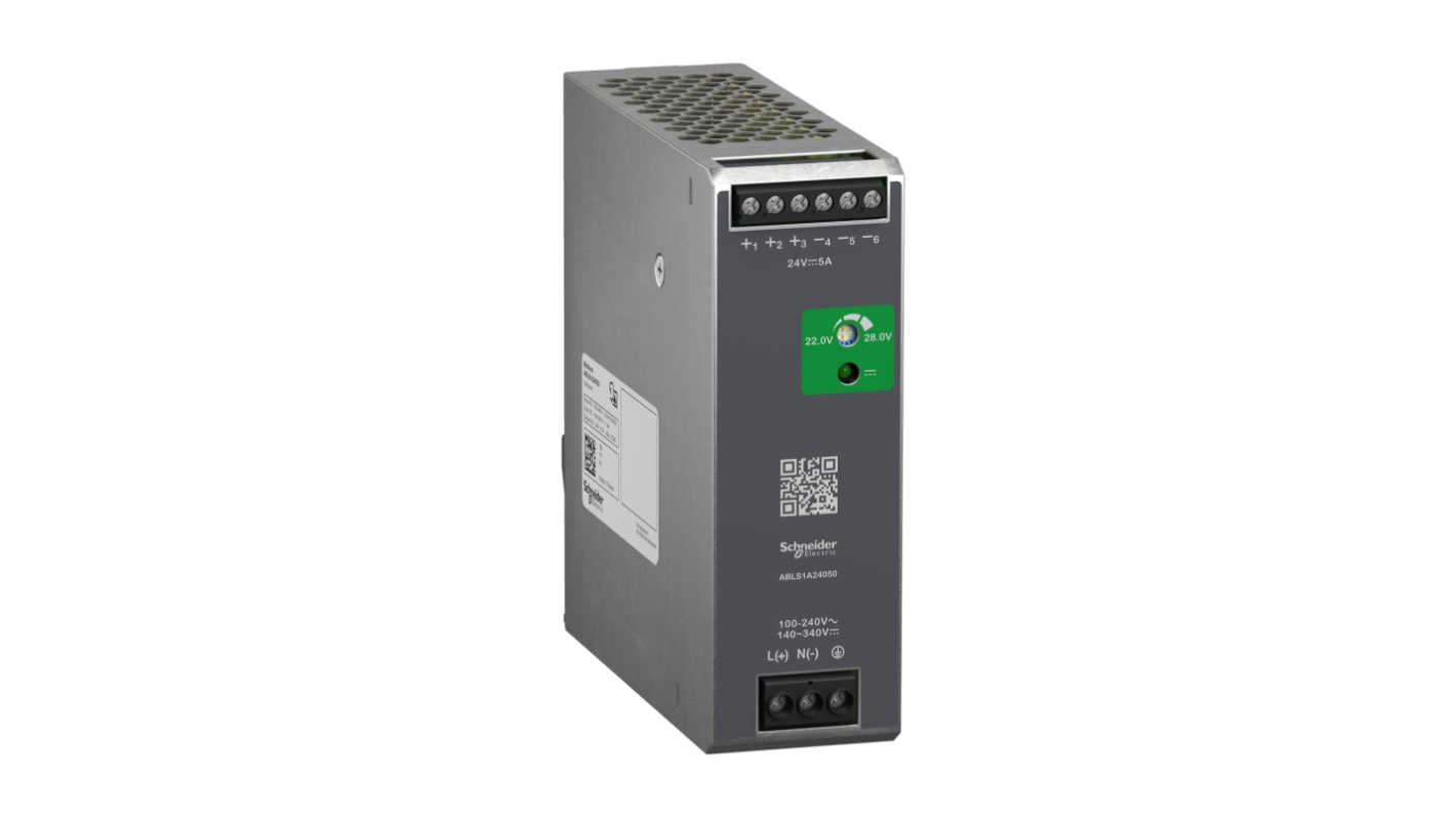 Schneider Electric ABLS1A Getaktet DIN-Schienen Netzteil 120W, 100→240 V ac / 140→340V dc, 24V dc / 5A