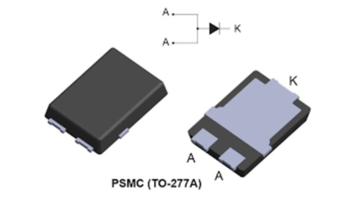 Diodo, STTH1002CSF, 10A, 200V, TO-277A, 3-Pines