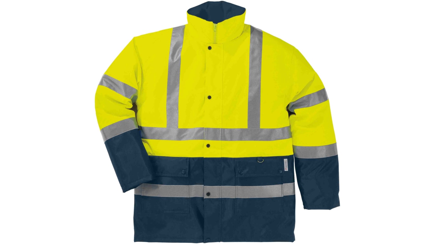 Parka de alta visibilidad Unisex Delta Plus de color Azul marino/amarillo, talla XXL, impermeable