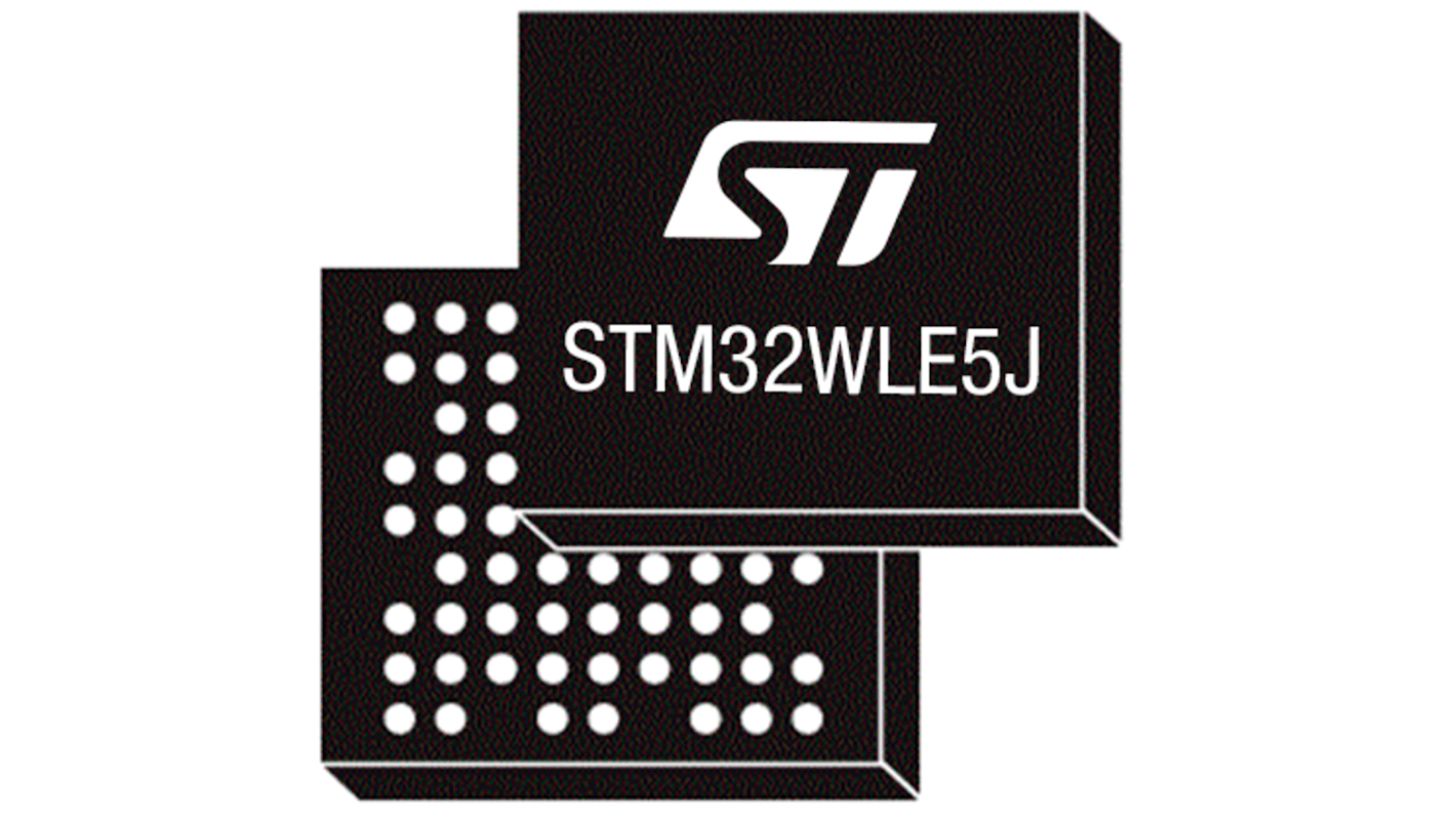 STMicroelectronics STM32WL无线MCU, ARM Cortex M0+、 ARM Cortex M4内核, 73针, UFBGA, 最大48MHz, 256 kB 闪存