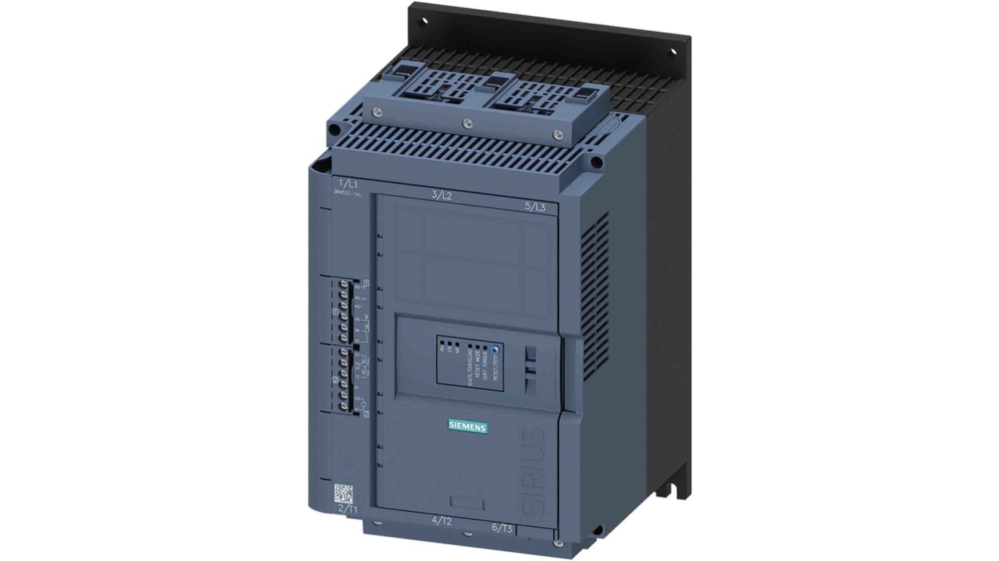 Démarreur moteur progressif, triphasé Siemens, 55 kW 600 V c.a. 63 A