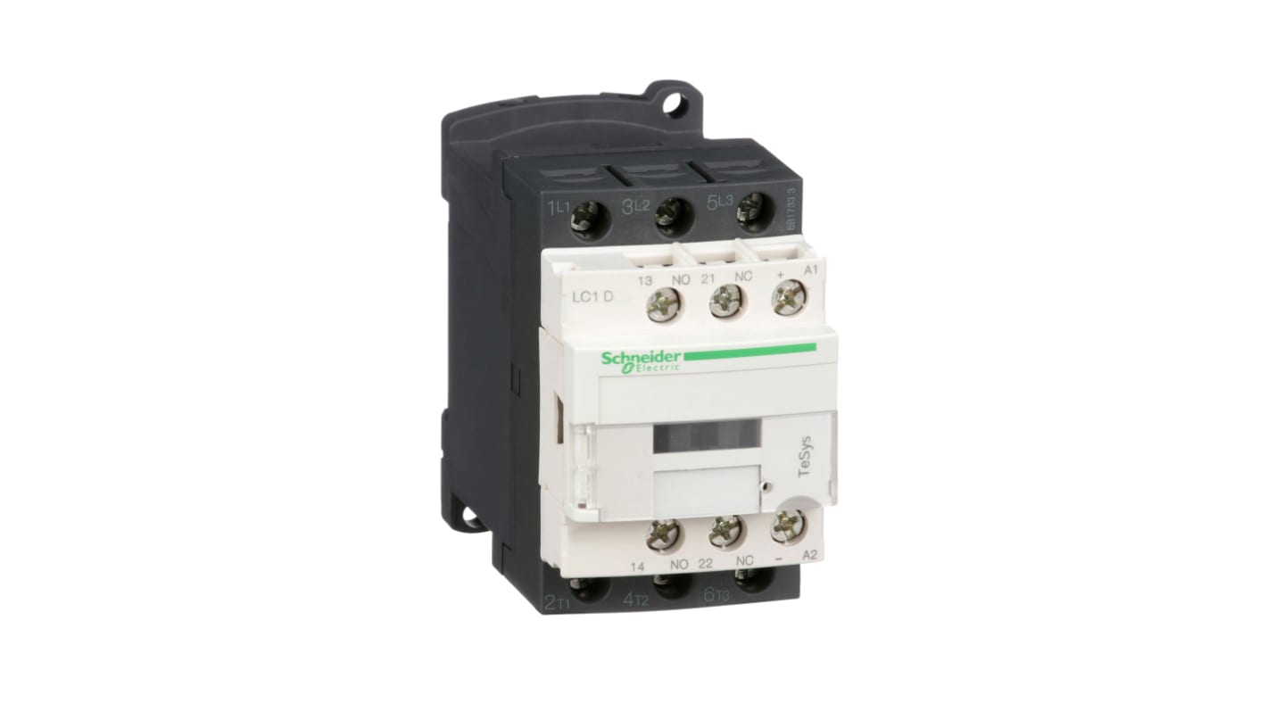 Schneider Electric TeSys D Contactor, 24 V dc Coil, 3-Pole, 12 A, 7.5 kW, 1NC + 1NO