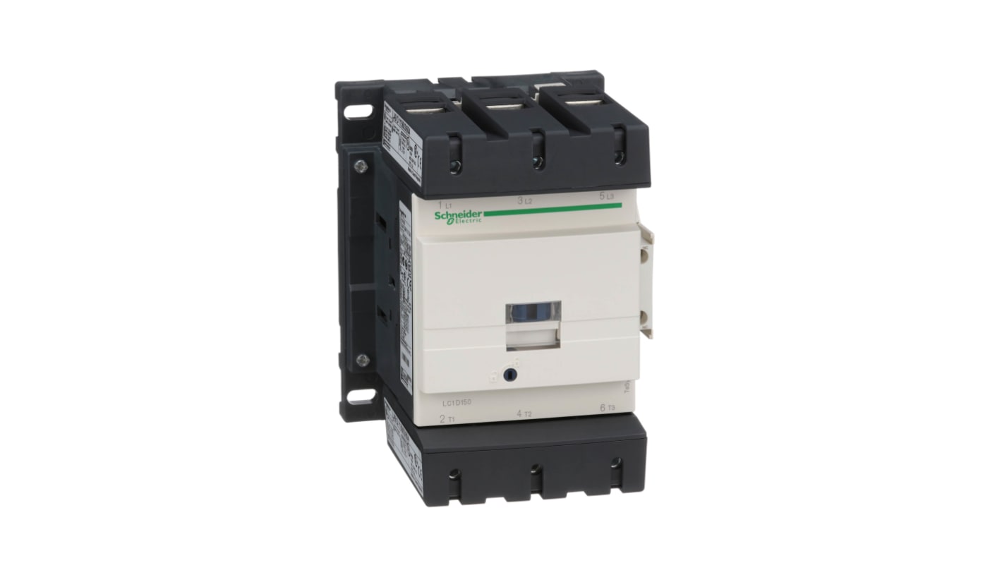 Schneider Electric TeSys D Contactor, 440 V ac Coil, 3-Pole, 150 A, 75 kW, 1NC + 1NO