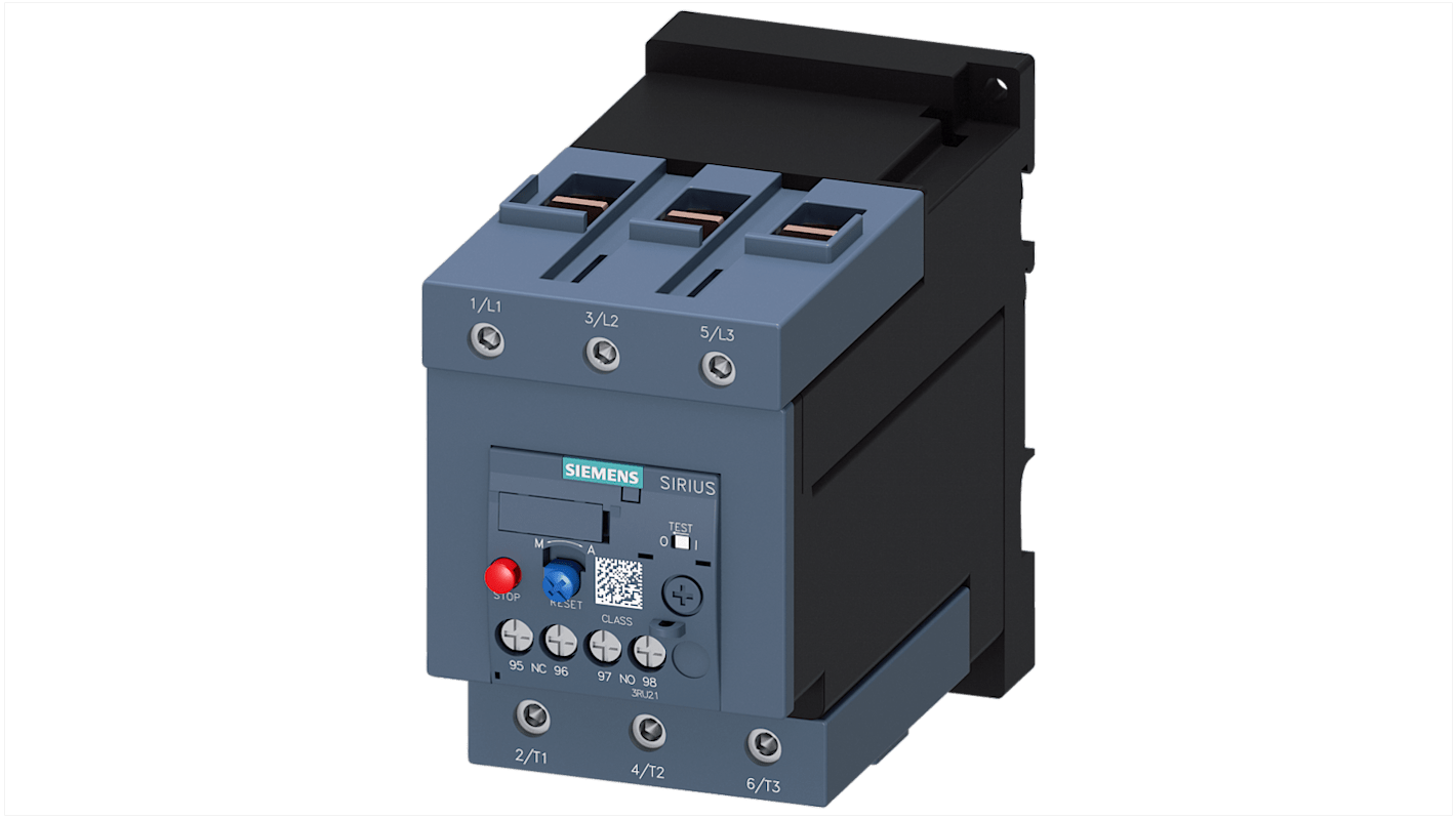 Siemens SIRIUS 3RU2 Thermal Overload Relay, 75 A F.L.C, 3 A Contact Rating, 690 V, SIRIUS