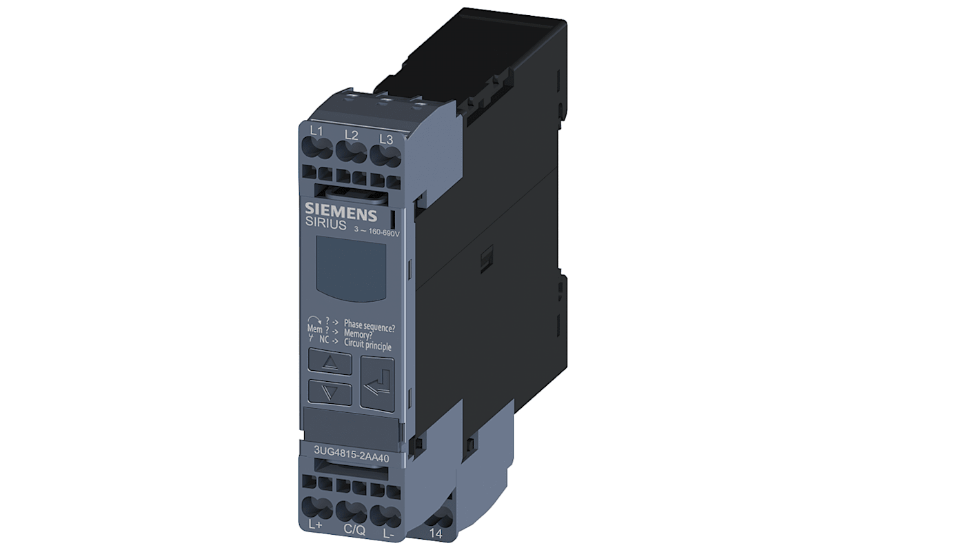 Relé de supervisión de Fase Siemens serie 3UG4, SPDT, 3 fases