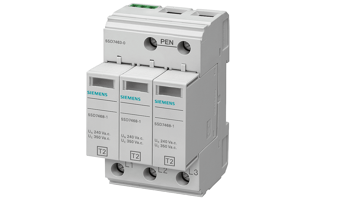 Siemens 1 Phase Surge Protector, 25kA, DIN Rail Mount