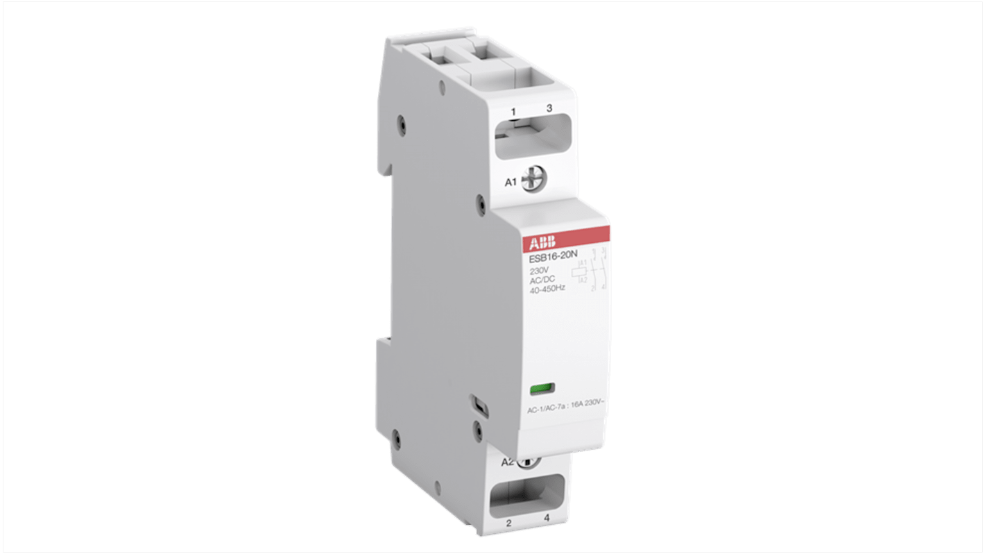 Contattore ABB, serie ESB, 2 poli, 1 NO + 1 NC, 16 A, 3,7 kW, bobina 42 V