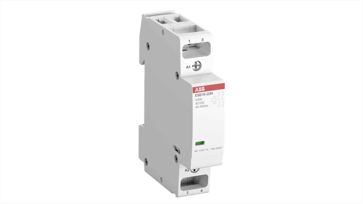 ABB ESB20-02N-04 ESB Contactor, 110 V ac Coil, 2-Pole, 20 A, 4.6 kW, 2NC