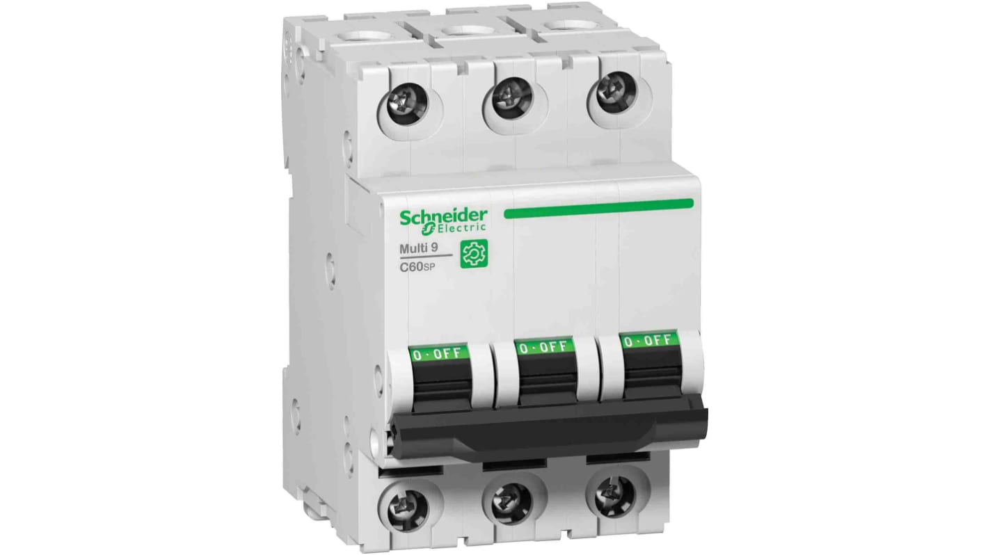 Schneider Electric Multi 9 C60SP MCB, 3P, 2A Curve C, 440V AC, 15 kA Breaking Capacity