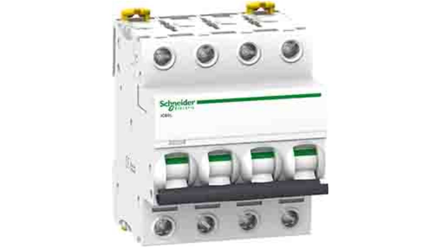 Schneider Electric Acti 9 A9F9 MCB, 4P, 40A, Type Z, 400V AC, 250V DC, 20 kA, 15 kA Breaking Capacity