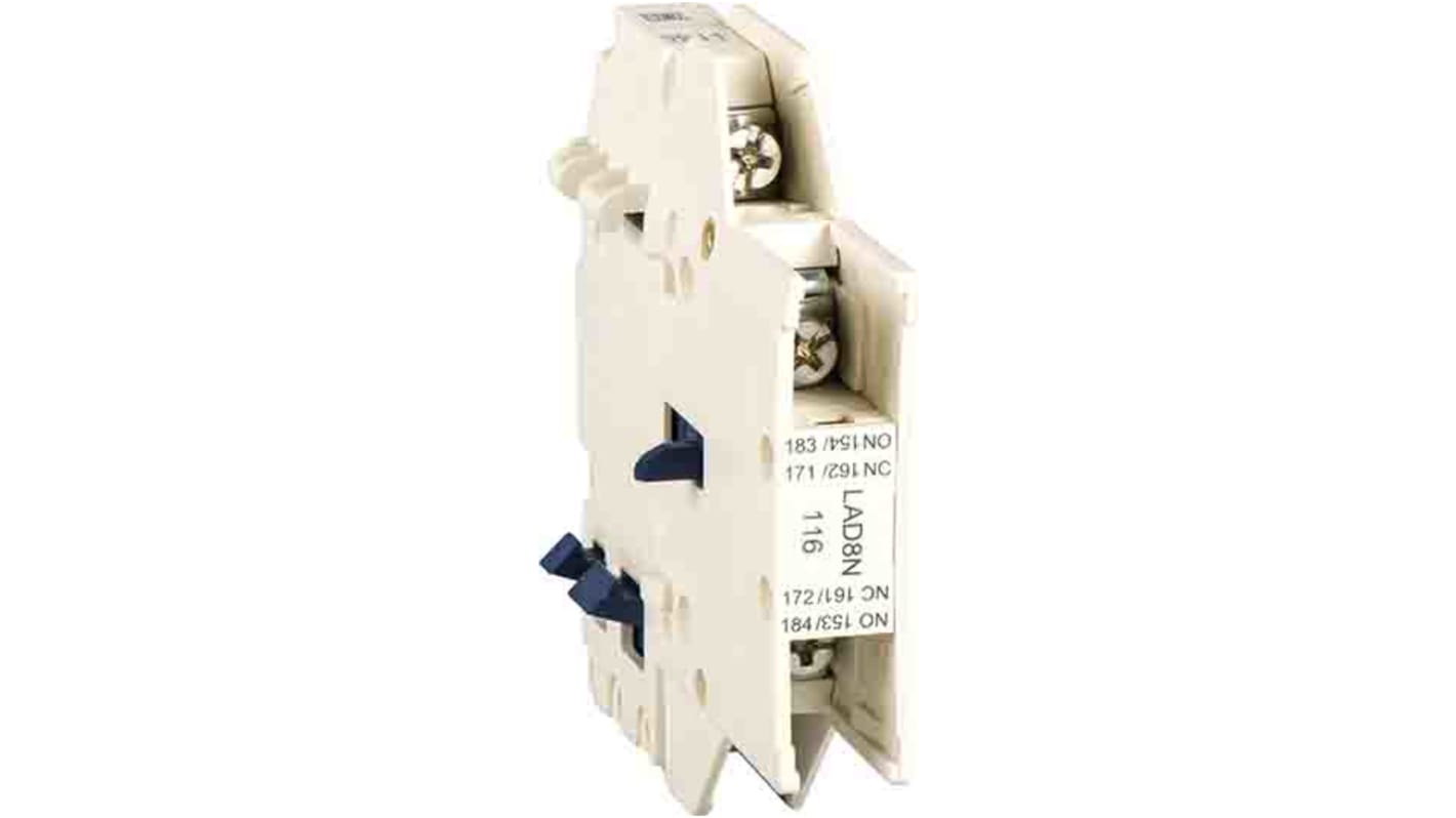 Schneider Electric Auxiliary Contact Block, 1NC + 1NO, DIN Rail Mount, TeSys LAD8N