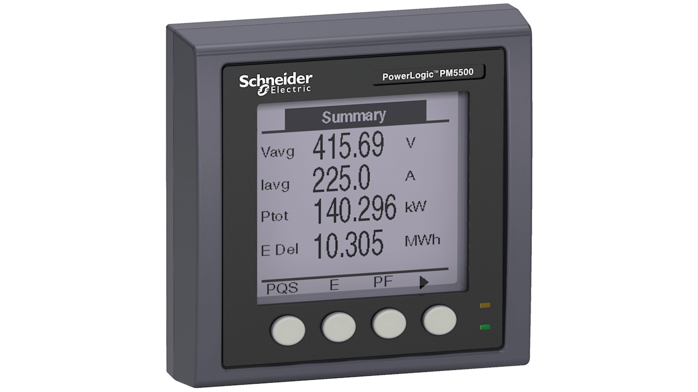 Medidor de energía Schneider Electric serie PM5000, display LCD retroiluminado, con 6 dígitos, dim. 96mm x 96mm