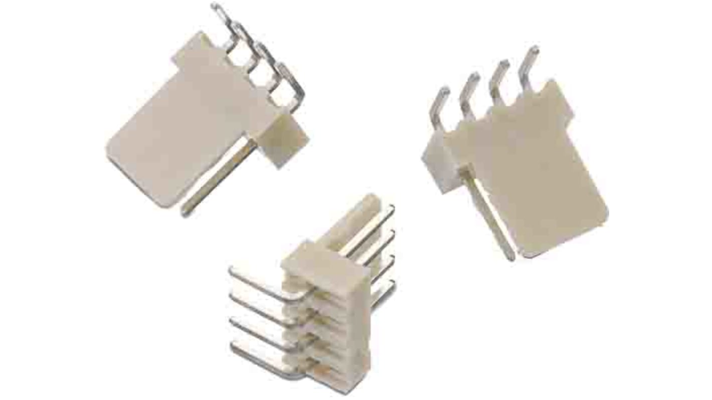 Conector macho para PCB a 90° inverso Wurth Elektronik serie WR-WTB de 6 vías, 1 fila, paso 2.54mm