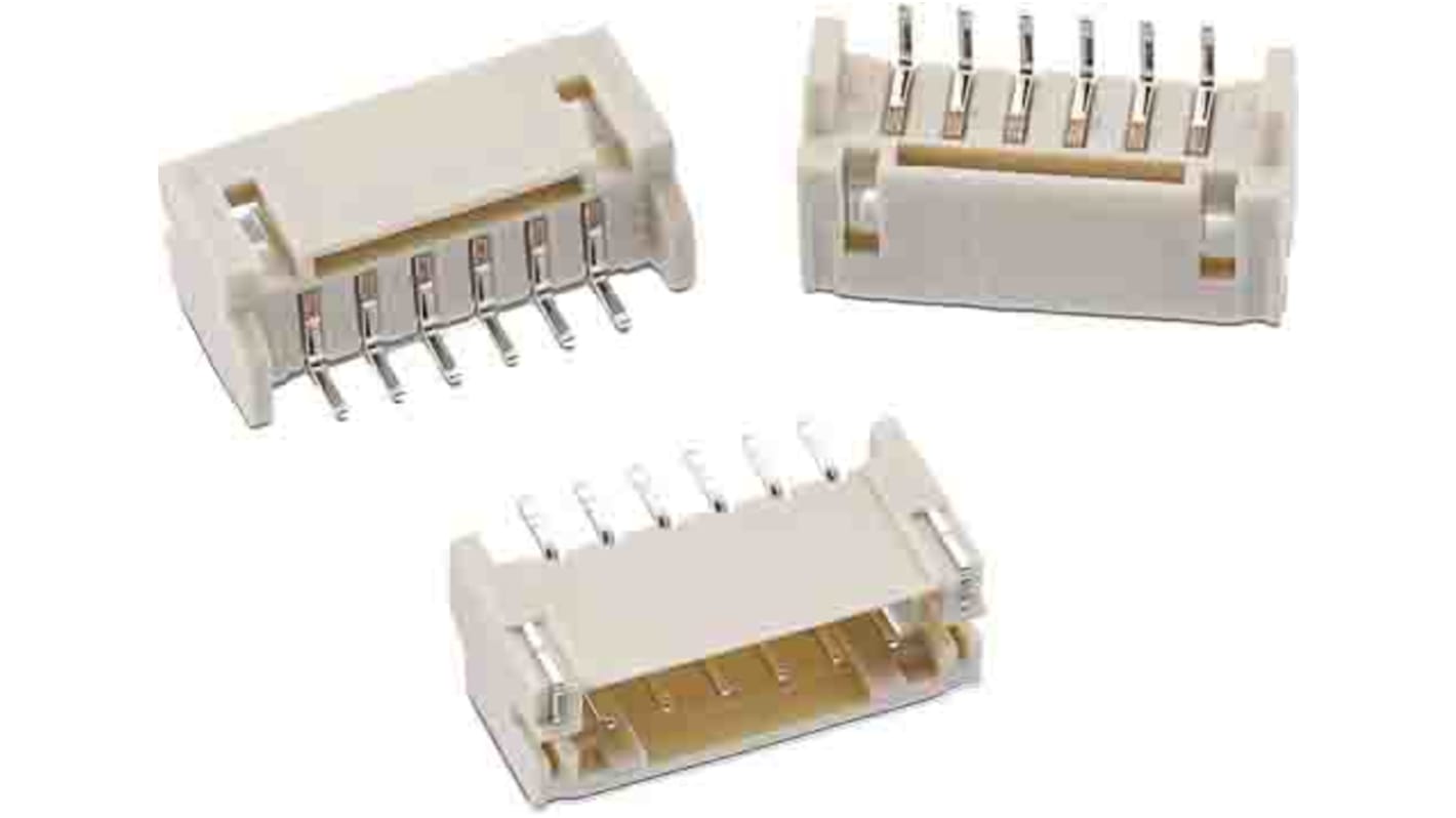 Conector macho para PCB Ángulo de 90° Wurth Elektronik serie WR-WTB de 6 vías, 1 fila, paso 2.0mm