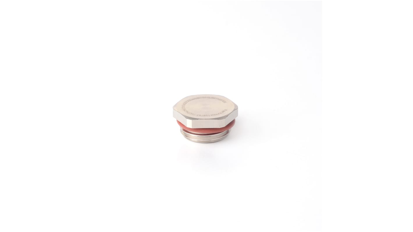 RS PRO Blindstopfen M20 Loch Ø 20.2mm, Mit Gewinde, Messing nickelplattiert, Austastung, IP68