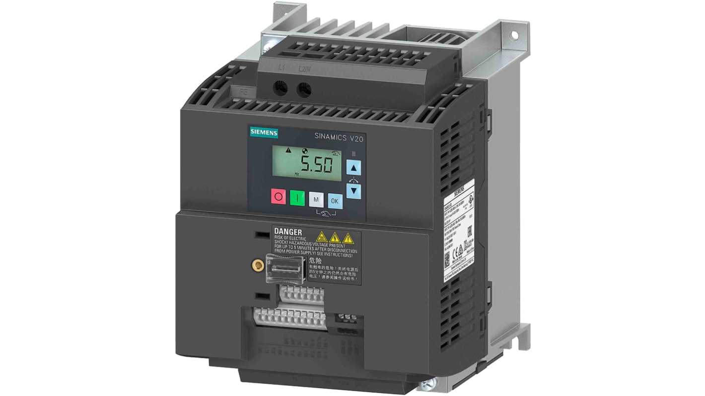 Convertitore Siemens, 2,2 kW, 200 → 240 V c.a., 1 fase, 0 → 550Hz