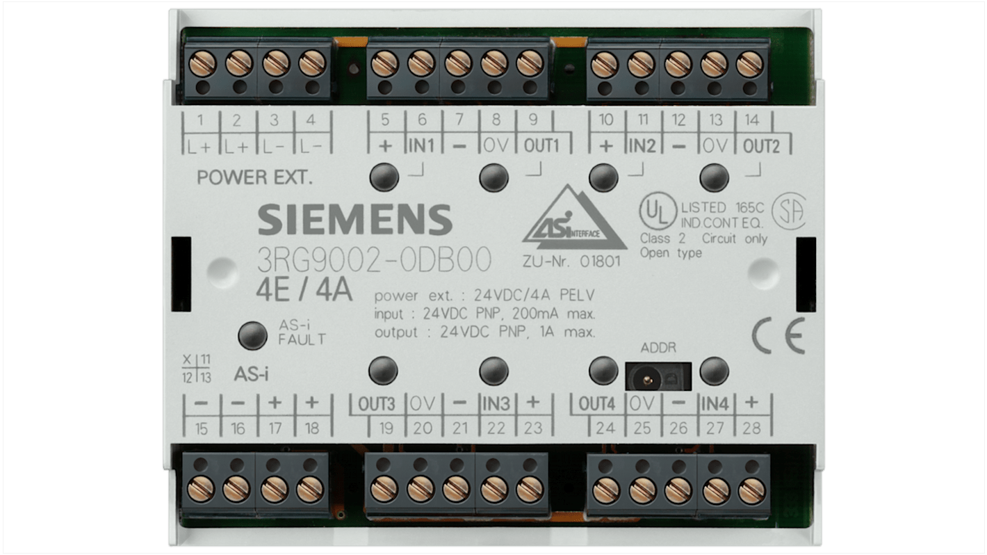 Siemens 3RG Series Input/Output Module, 4 Inputs, 4 Outputs, 24 V