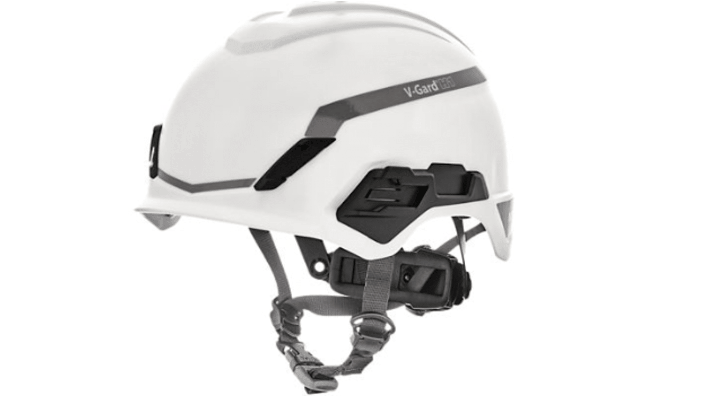 MSA Safety V-Gard H1 White Safety Helmet with Chin Strap, Adjustable