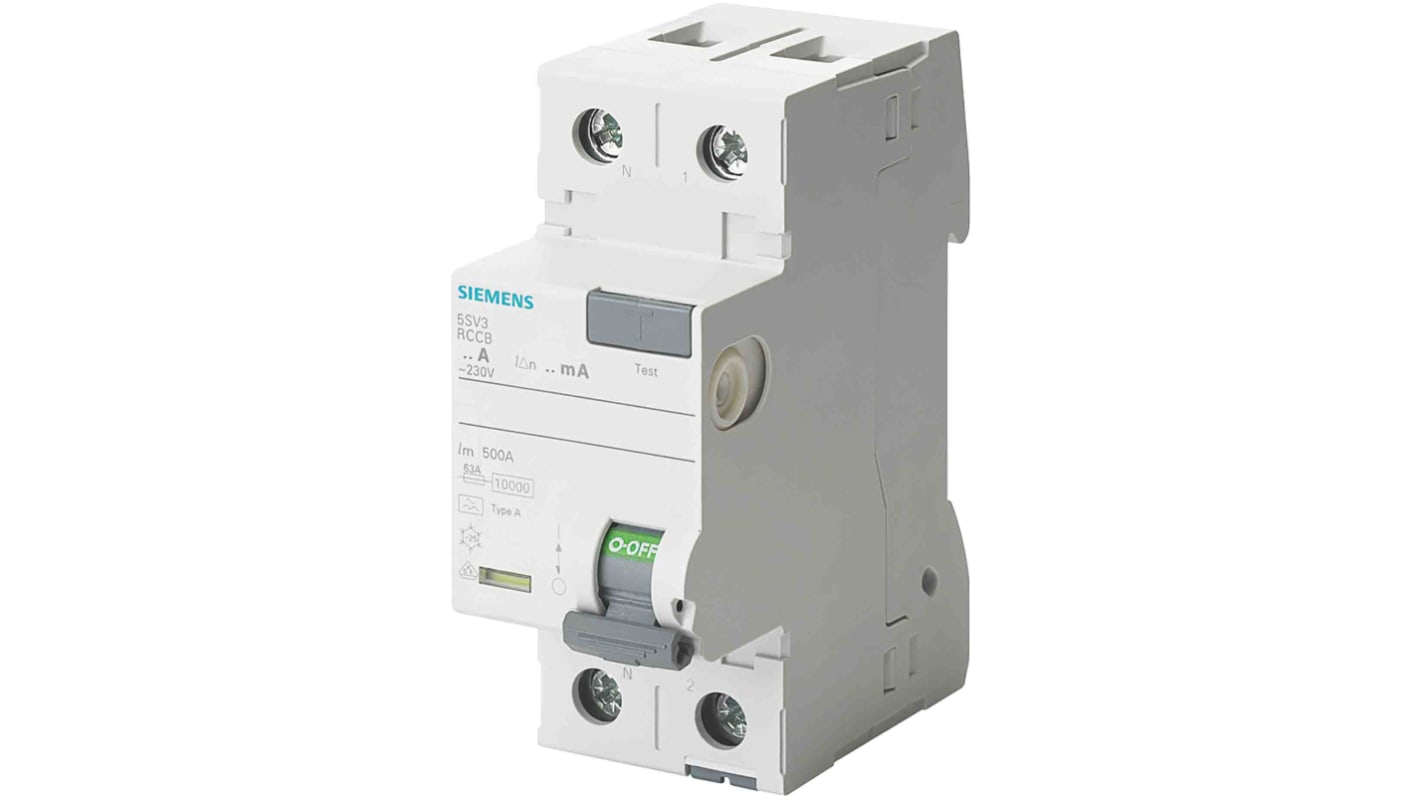Siemens 5sV3 RCCB, 2-polig, 16A, 10mA Typ A SENTRON 230V ac