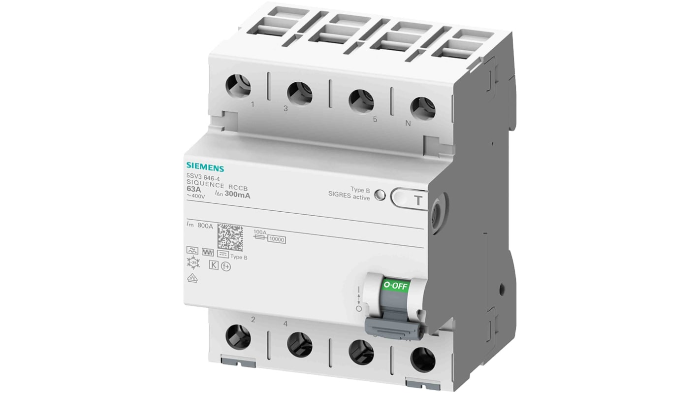 RCCB Siemens, 80A, 4 Polos, 300mA SENTRON 400V ac