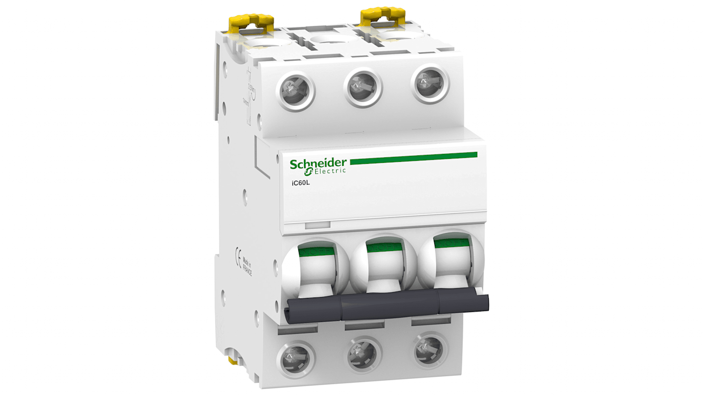 Schneider Electric Acti 9 IC60L MCB, 3P, 3A, Type Z, 400V AC, 180V DC, 20 kA, 15 kA Breaking Capacity