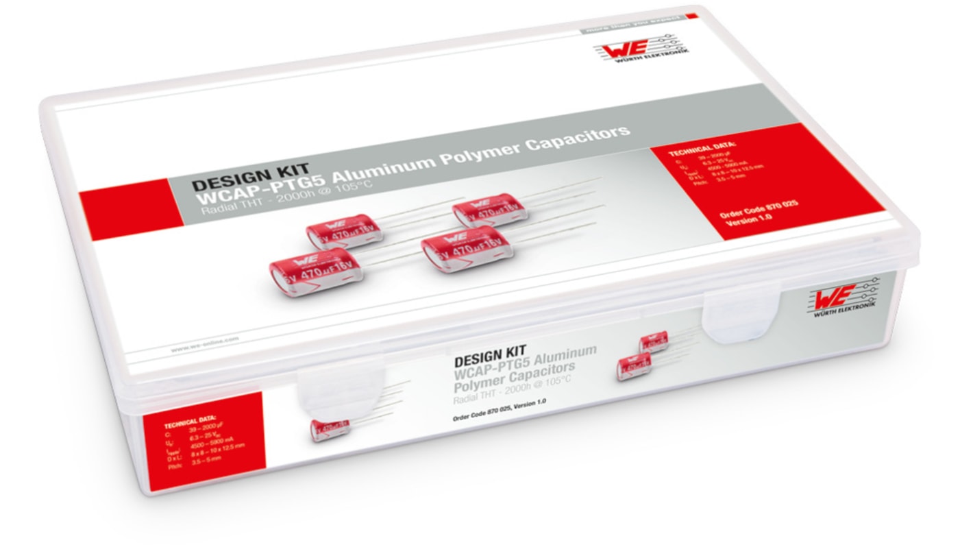 Wurth Elektronik, Through Hole Aluminium, Polymer Capacitor Kit 32 pieces