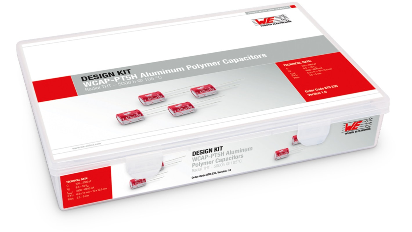 Wurth Elektronik, Through Hole Aluminium, Polymer Capacitor Kit 15 pieces