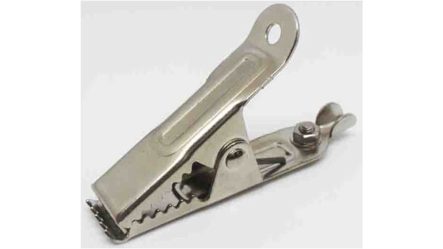 RS PRO Crocodile Clip, Nickel-Plated Steel Contact, 25A, Silver