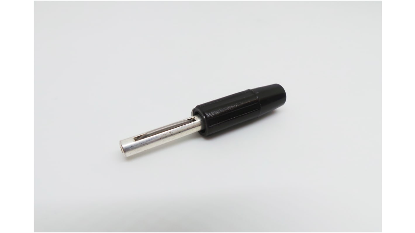 RS PRO Black Male Banana Connectors, Solder Termination, 10A, 50V, Silver Plating