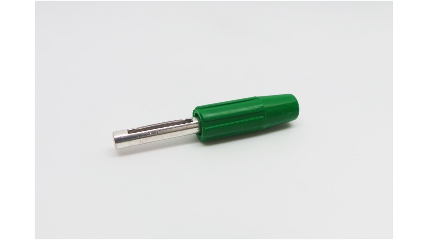 RS PRO Green Male Banana Connectors, Solder Termination, 10A, 50V, Silver Plating
