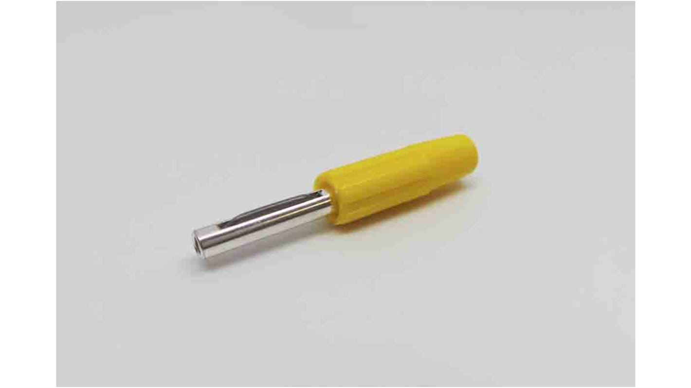 RS PRO Yellow Male Banana Connectors, Solder Termination, 10A, 50V, Silver Plating