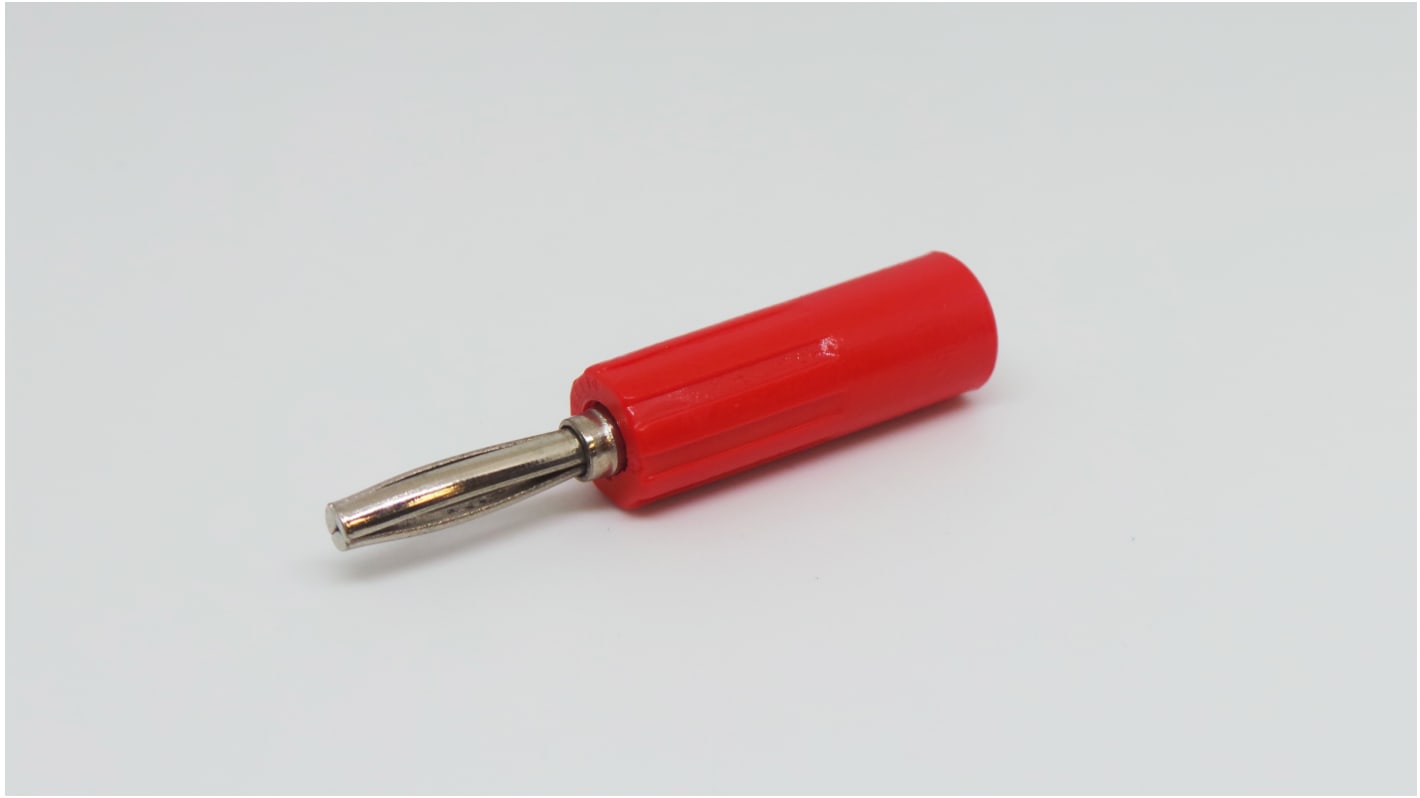 RS PRO Red Male Banana Connectors, Screw Termination, 10A, 50V, Nickel Plating