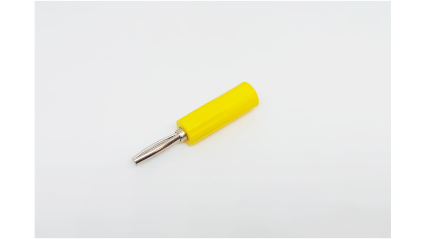 RS PRO Yellow Male Banana Connectors, Screw Termination, 10A, 50V, Nickel Plating