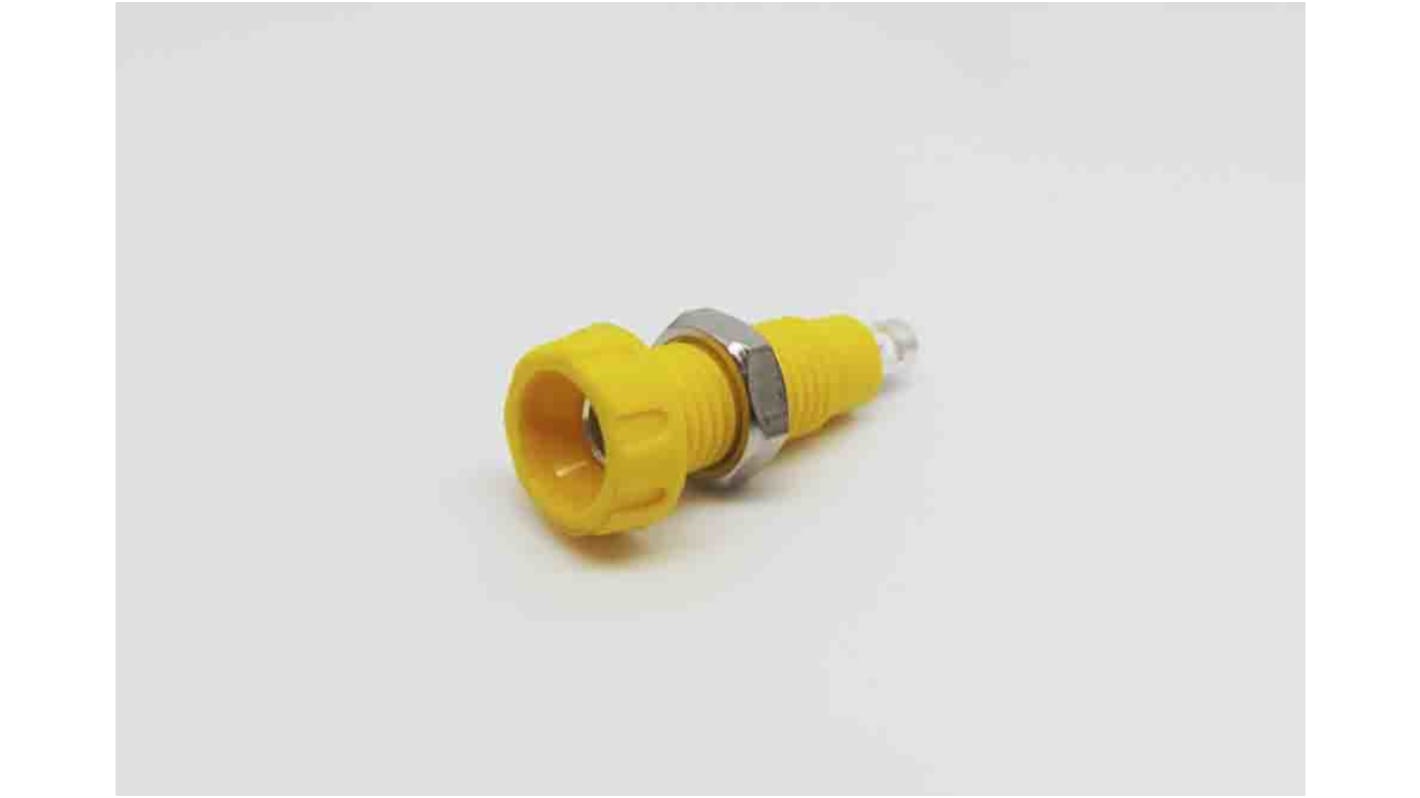 RS PRO 4 mm香蕉插座, 黄色, 50V, 10A, 焊接式, 镀银