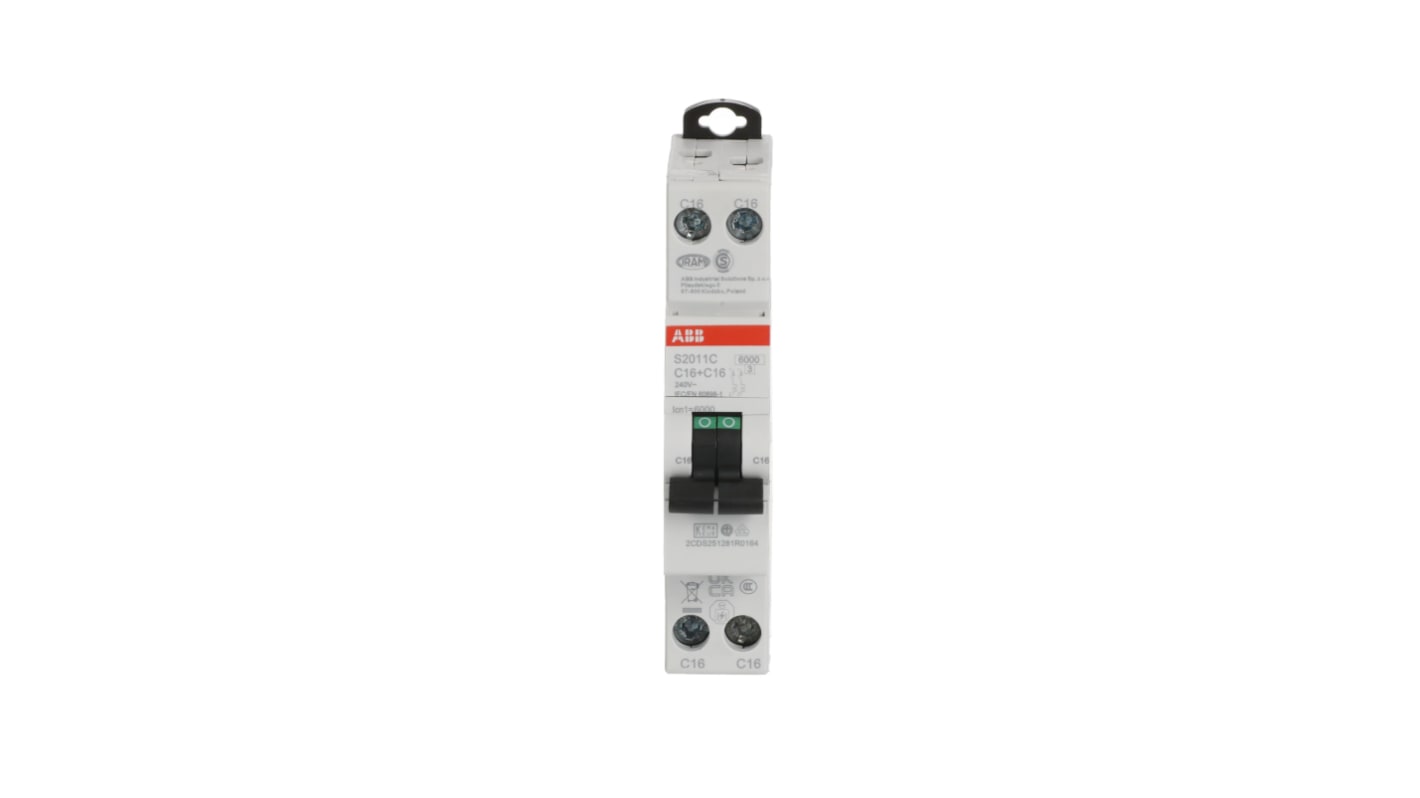 Interruttore magnetotermico ABB, 2P 16A 6 kA, Tipo C