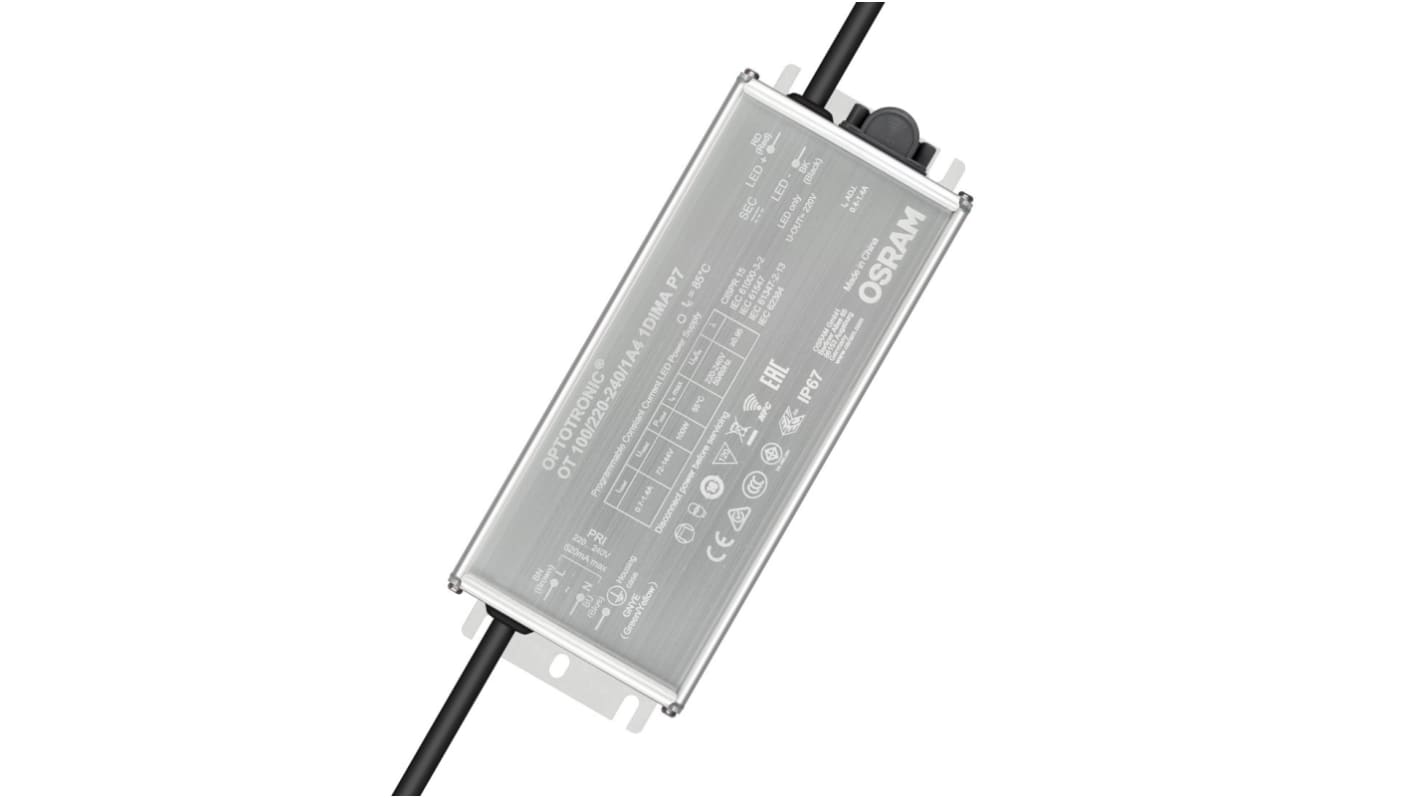 Driver LED corriente constante Osram OT 1DIM, IN: 220 → 240 V., OUT: 72-144V, 1.4A, 100W, regulable