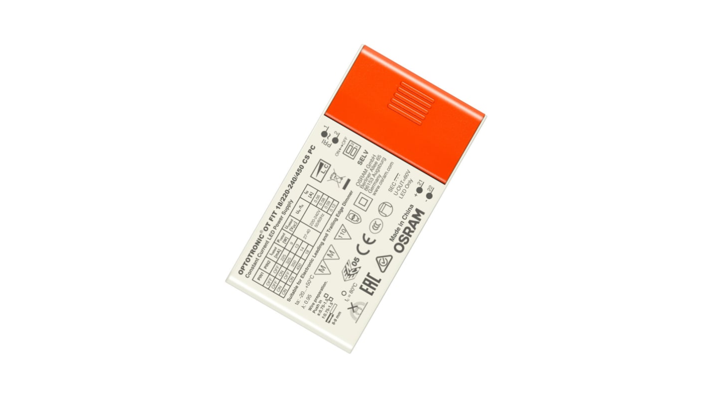 Osram LED Driver, 40V Output, 18W Output, 450mA Output, Constant Current Dimmable