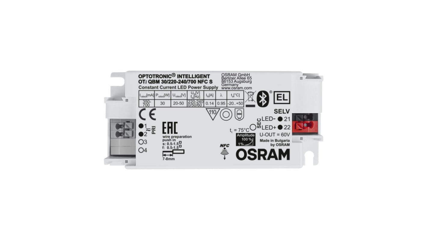 Osram LED Driver, 300V Output, 30W Output, 700mA Output, Constant Current Dimmable