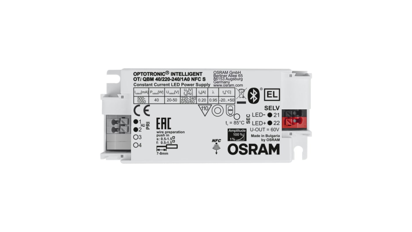 Osram LED Driver, 300V Output, 40W Output, 1A Output, Constant Current Dimmable