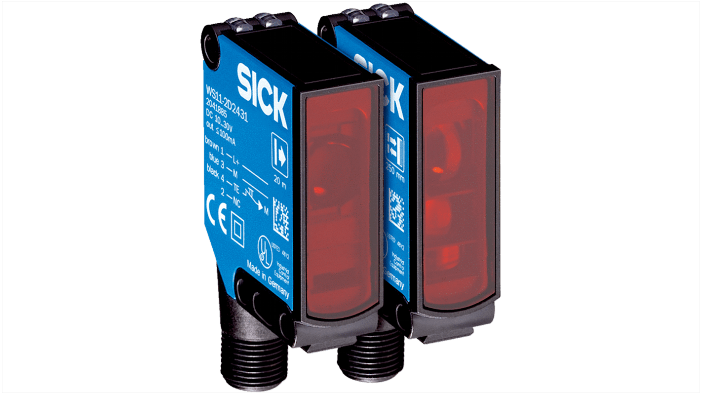 Rs-Online Sensore fotoelettrico Rettangolare SICK a fascio diretto rilevamento 0 → 20 m. uscita Commutazione luce/buio