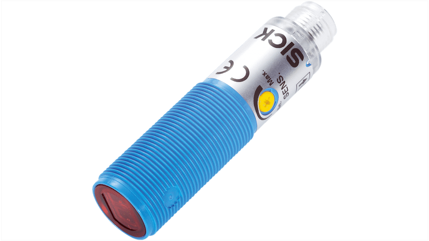 Rs-Online Sensore fotoelettrico Cilindrico SICK rilevamento 1 mm → 500 mm uscita Commutazione luce/buio NPN