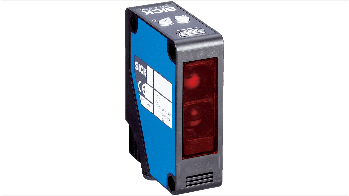 Rs-Online Sensore fotoelettrico Rettangolare SICK rilevamento 10 mm → 2 m. uscita Commutazione luce/buio PNP