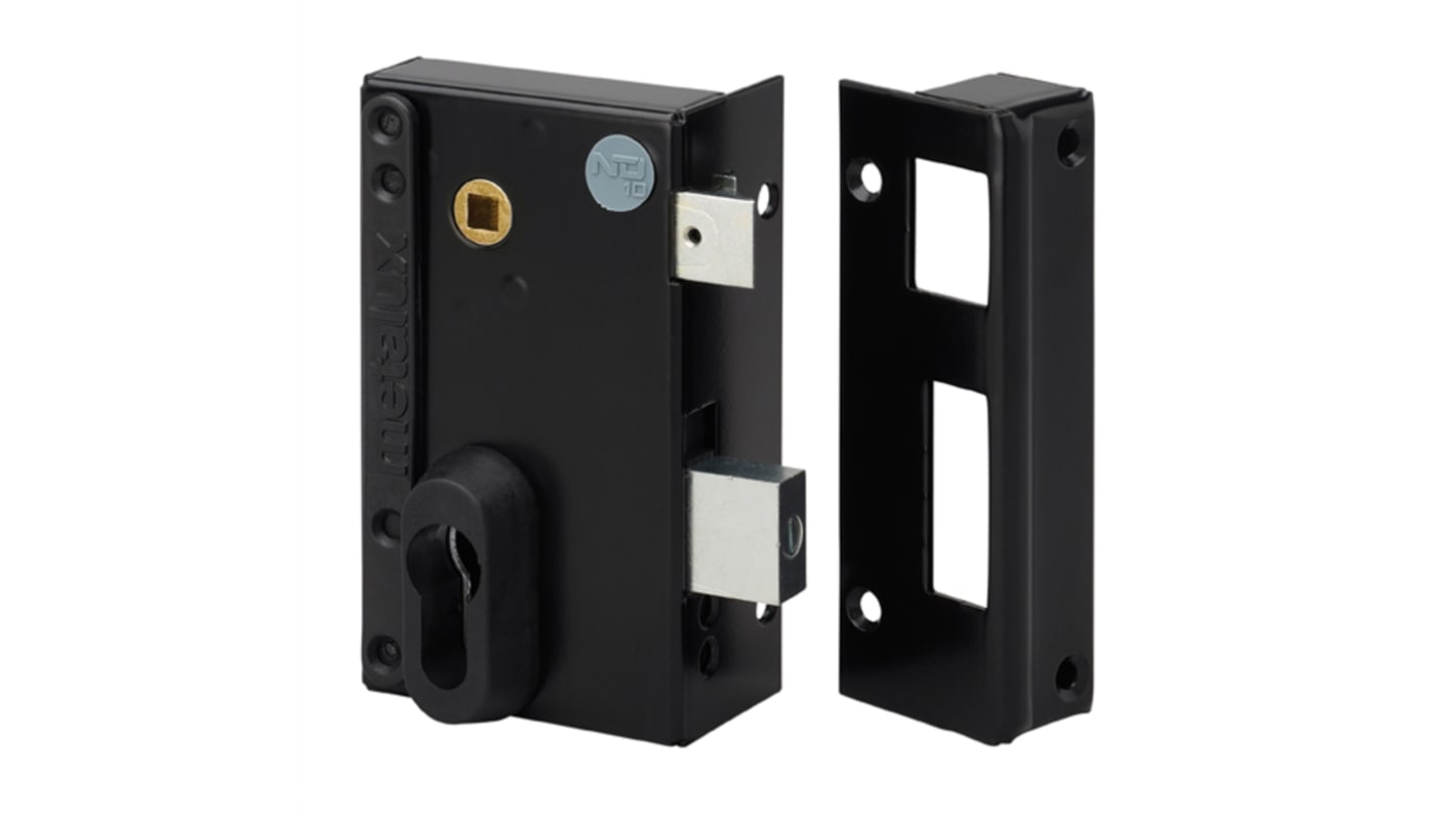 Dom Metalux Black Steel Rim Lock, Key Unlock
