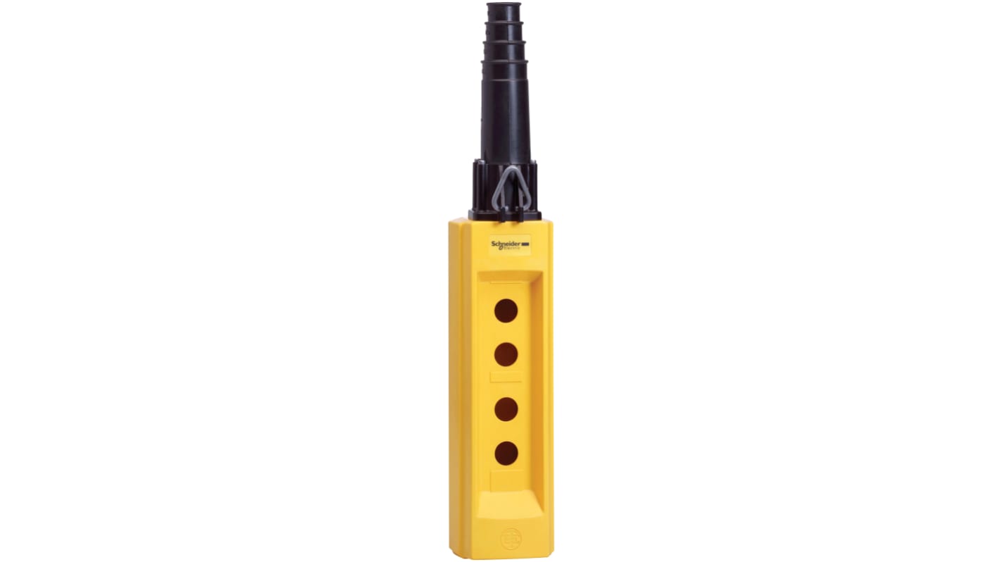 Schneider Electric Yellow Glass Filled Polyester XACB Pendant Station Enclosure - 4 Hole 40mm Diameter