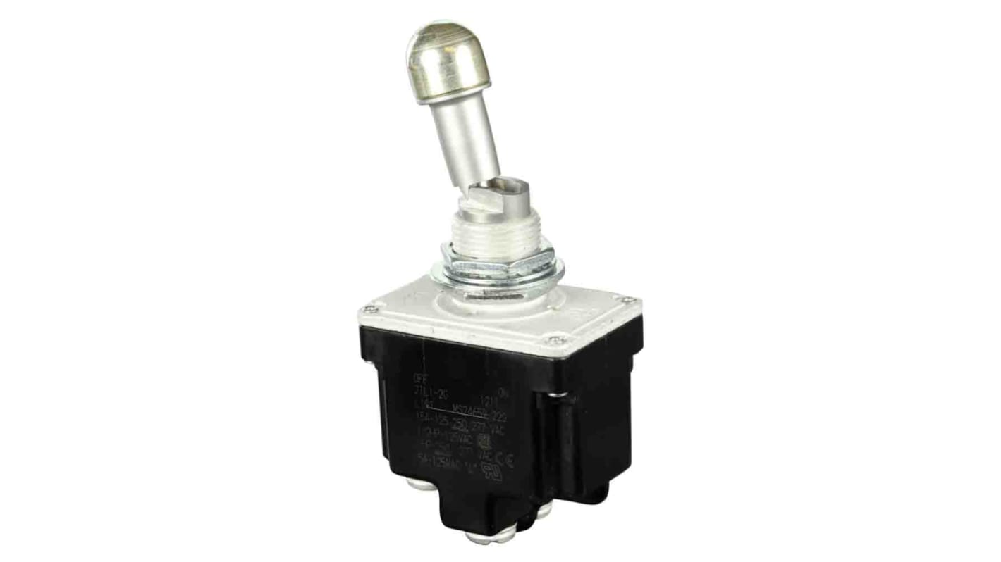 Honeywell 钮子开关, 2RT, (开)-关操作, 20 A, 面板安装, 螺丝端子