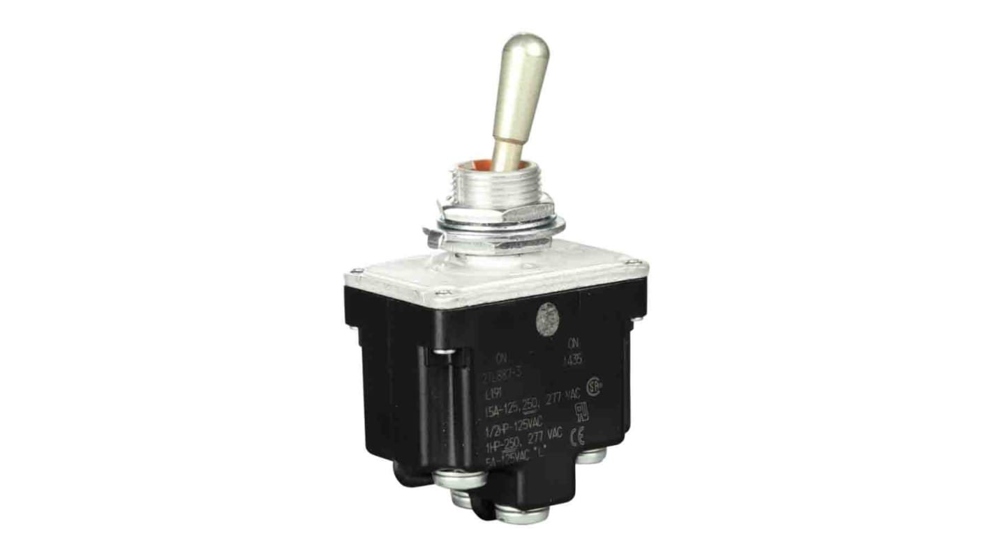 Honeywell Toggle Switch, Bushing Mount, On-On, DPDT, Screw Terminal, 125V ac