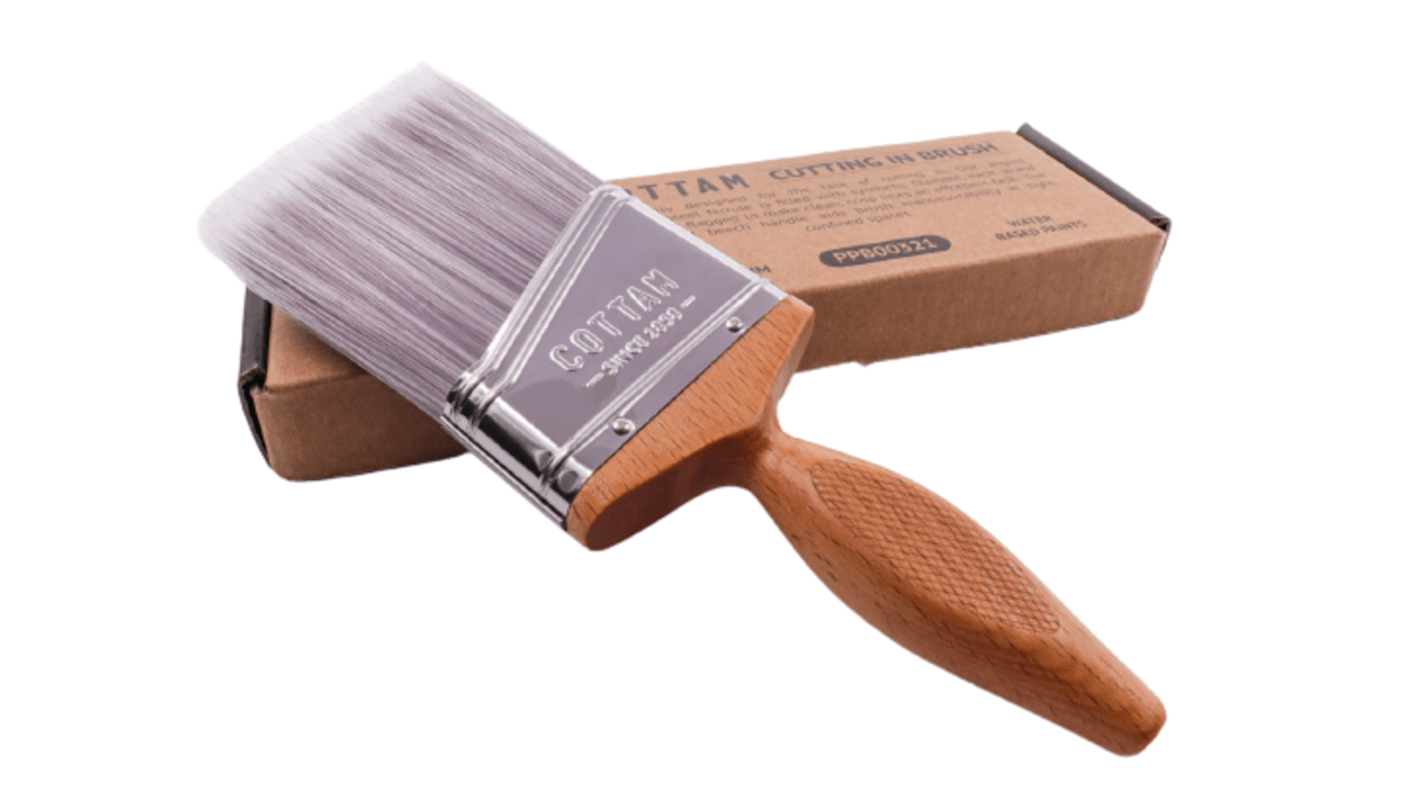 Cottam Thin 63.5mm Synthetic, Angled Paint Brush with Flat Bristles