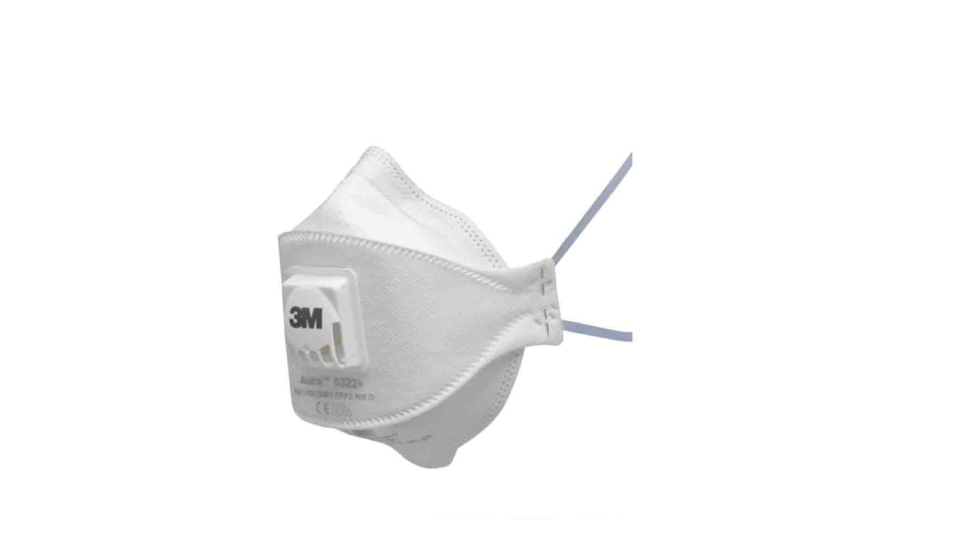 3M 9300A+ Series Disposable Face Mask for General Purpose Protection, FFP2, Valved, Fold Flat