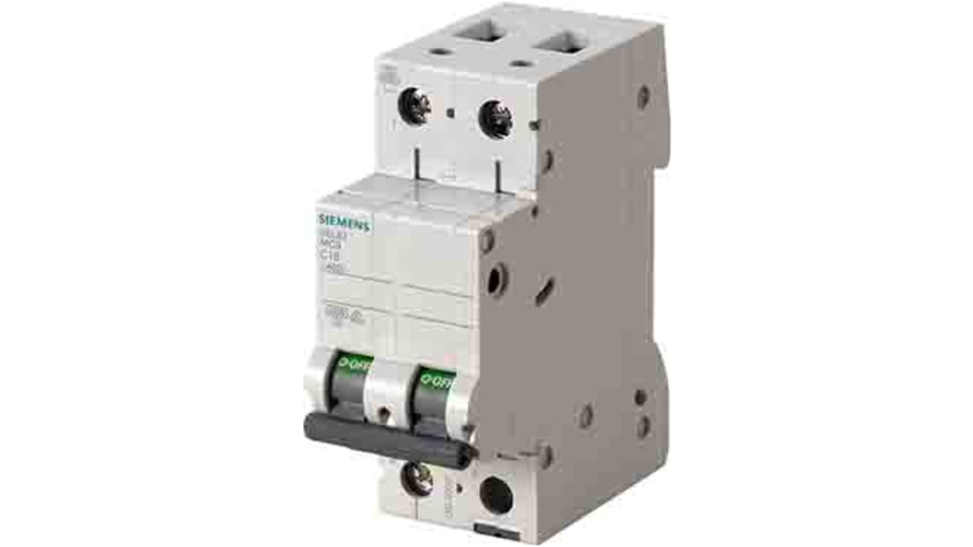 Disjoncteur Siemens 5SL6 2P, 3A, montage rail DIN